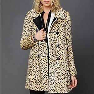 FREE PEOPLE leopard swing coat sz 4
